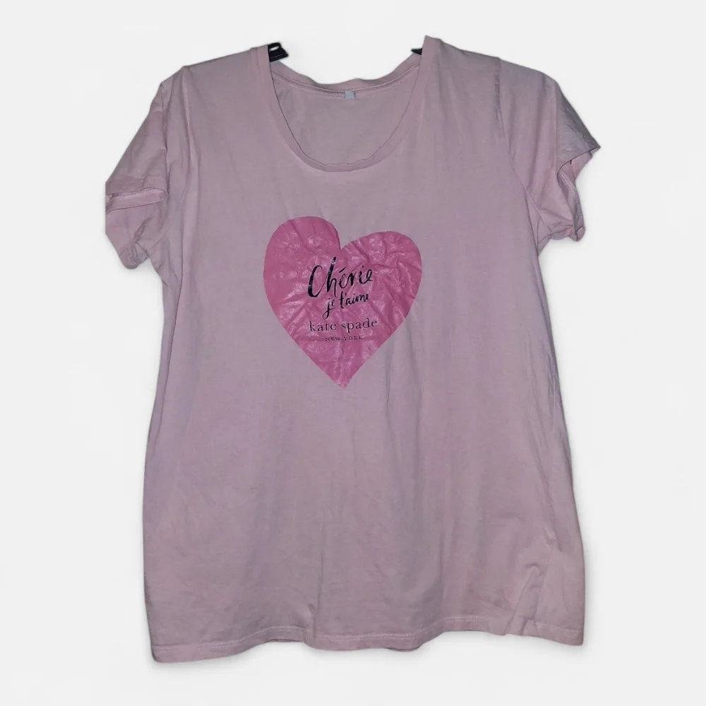 Kate Spade Light Pink Heart Graphic Tee - Picture 4 of 6